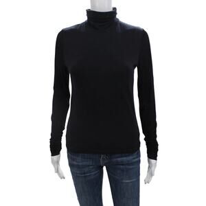 Rivamonti By Brunello Cucinelli M Wool Blue Black Turtleneck Top Shirt Stretch